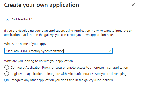 Microsoft Entra ID - creating a new custom application