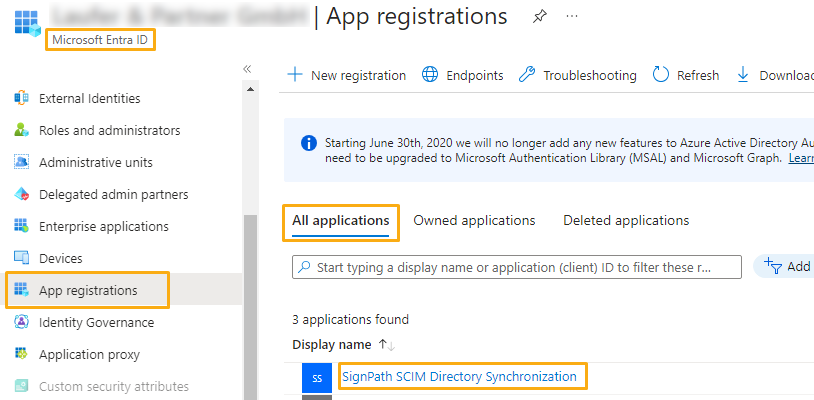 Microsoft Entra ID - finding the App registration